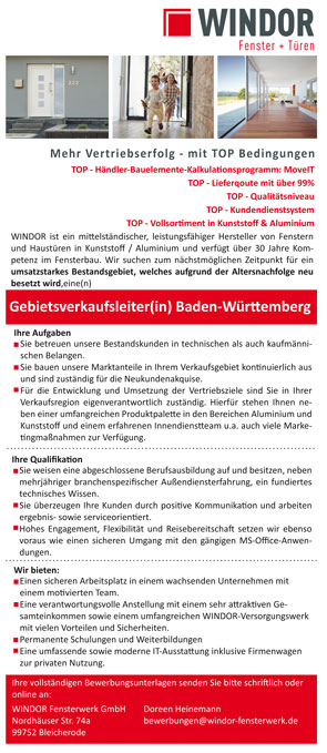 Stellenanzeige WINDOR