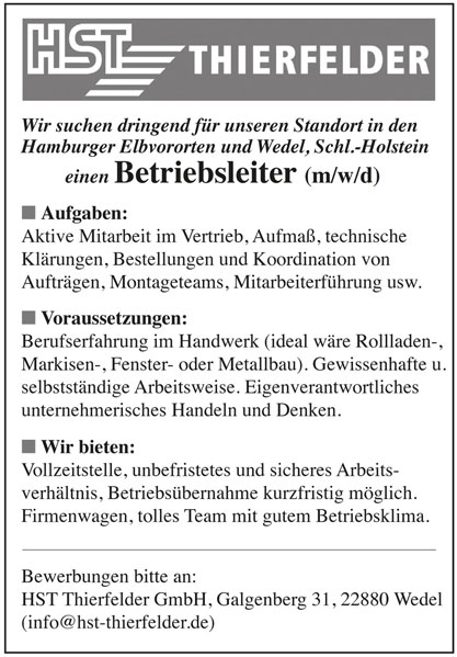 Stellenanzeige THIERFELDER